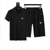 2021 armani Trainingsanzug manche courte homme stand collar t-shirt shorts noir